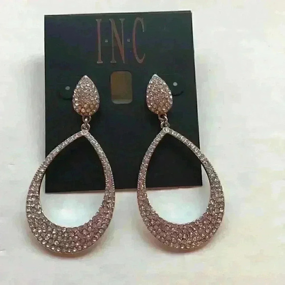 INC new Silver Tone Pave Drop Earrings - Picture 3 of 8